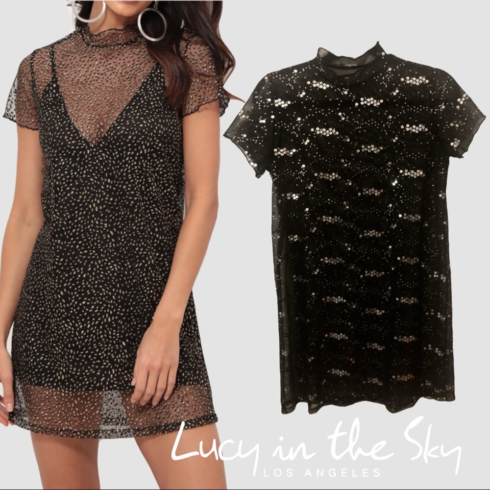 Black Starlight Harper Sheer Mini Dress